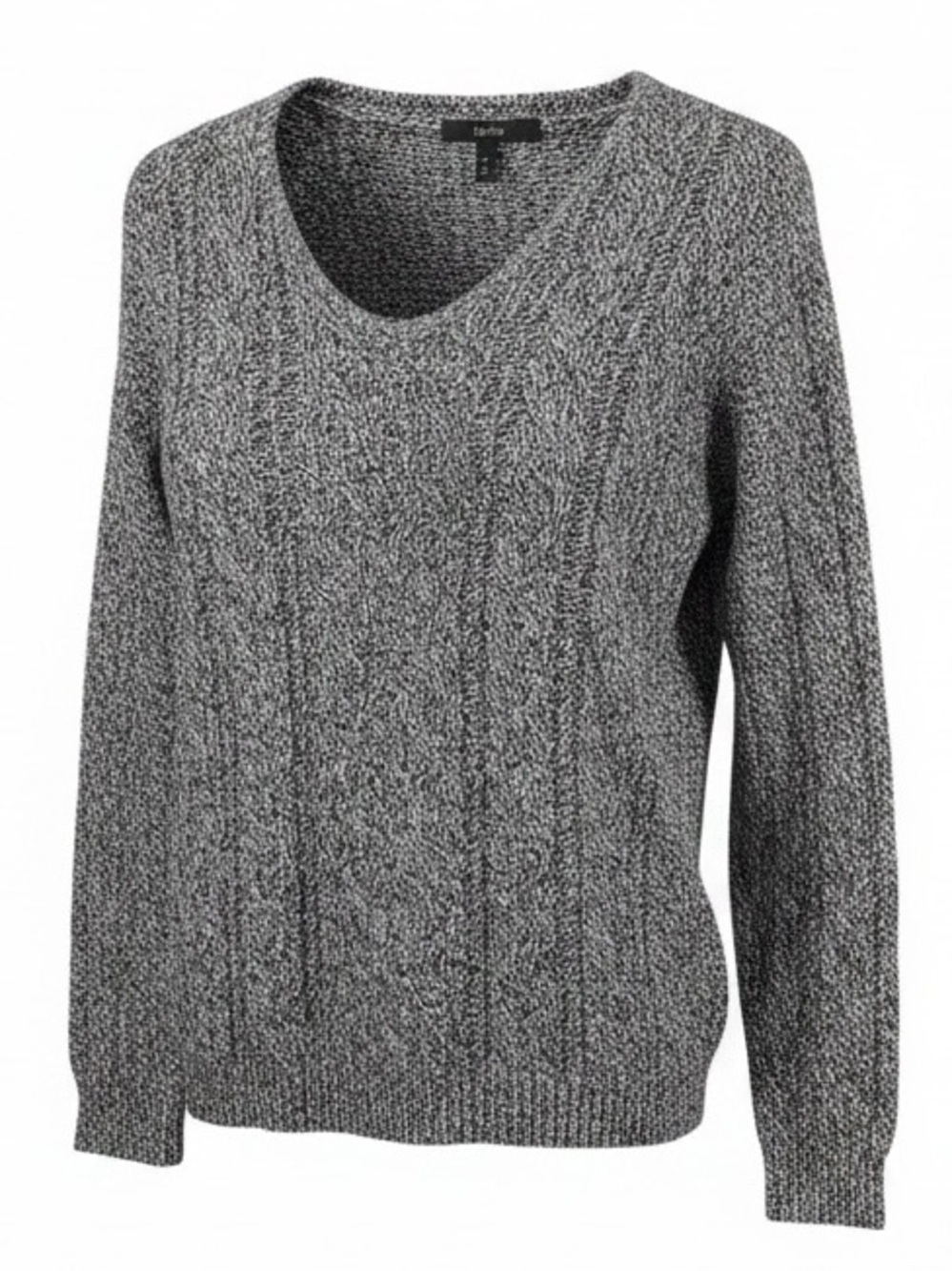 GAP Women's Marled Black White V Neck Long Sleeve Sweater Womens size Small